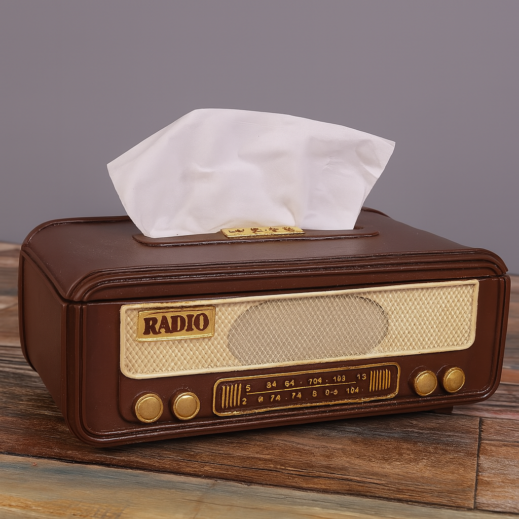 Vintage Radio-Style Tissue Holder for Home & Office
