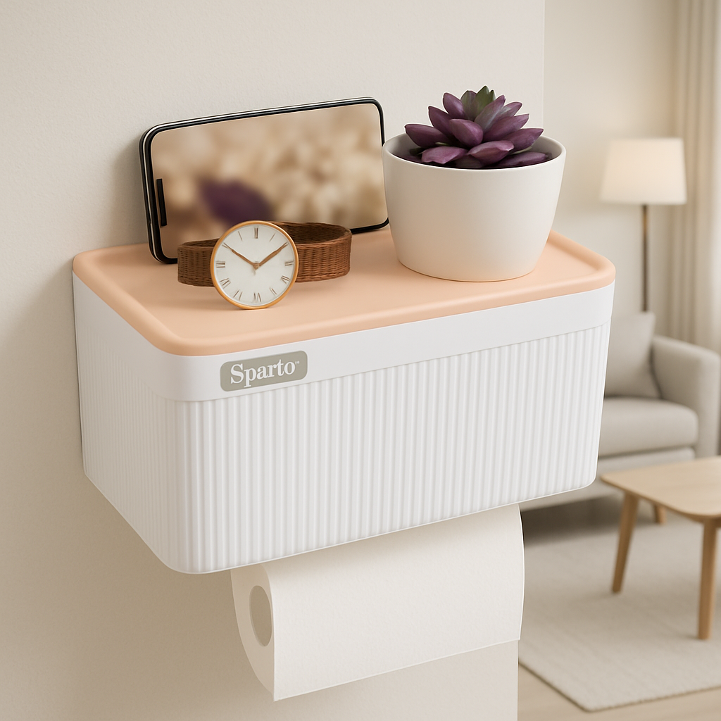 Waterproof Wall-Mounted Toilet Paper Holder with Storage Tray