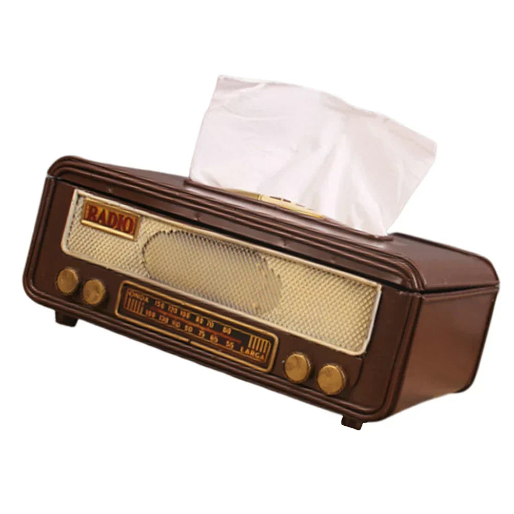 Vintage Radio-Style Tissue Holder for Home & Office