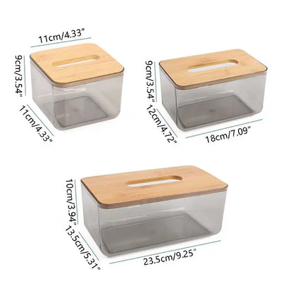 Bamboo Lid Tissue Box – Modern Plastic Holder for Home & Office