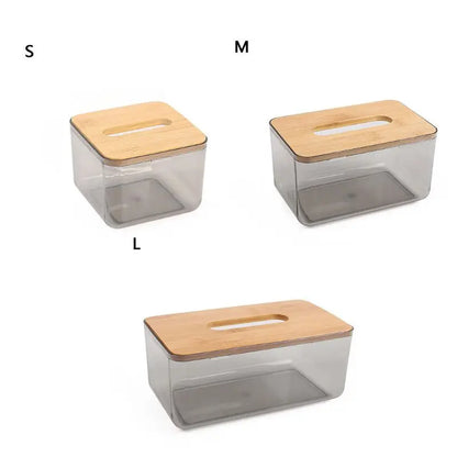 Bamboo Lid Tissue Box – Modern Plastic Holder for Home & Office