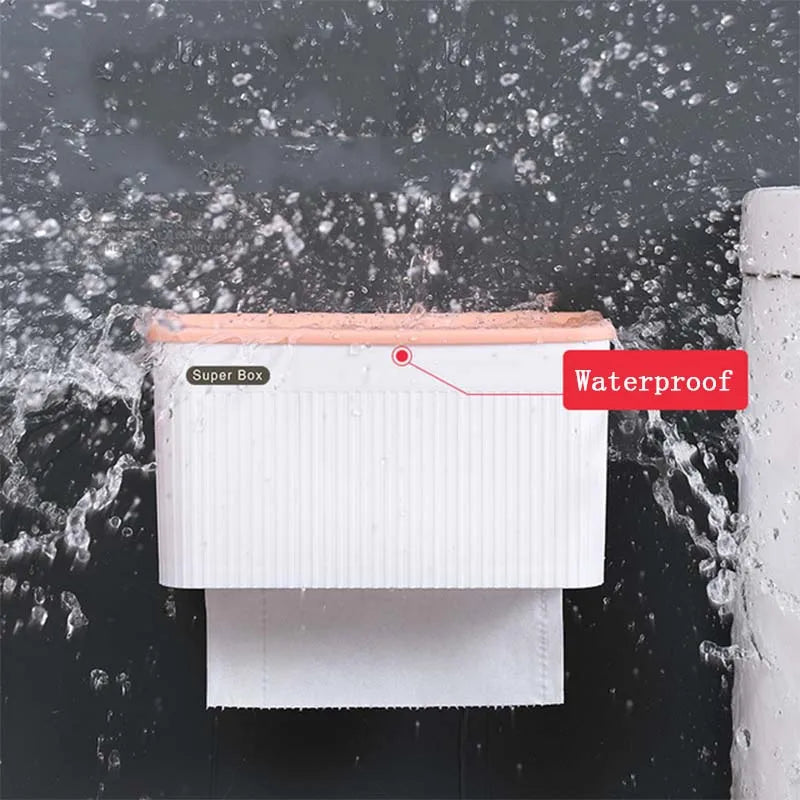 Waterproof Wall-Mounted Toilet Paper Holder with Storage Tray