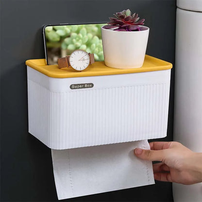 Waterproof Wall-Mounted Toilet Paper Holder with Storage Tray